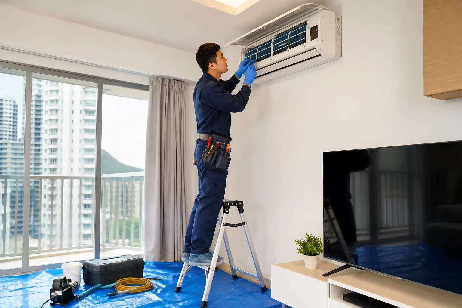 涼居冷氣工程師傅上門檢查分體式冷氣
