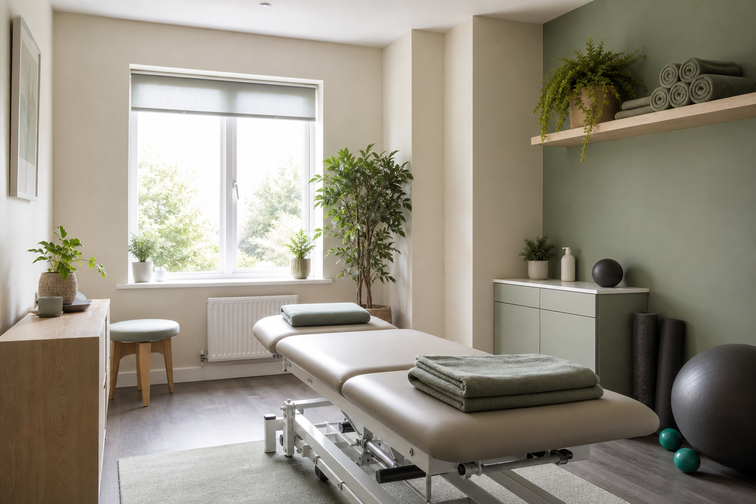 Bright, peaceful treatment room at Willowbrook Physiotherapy