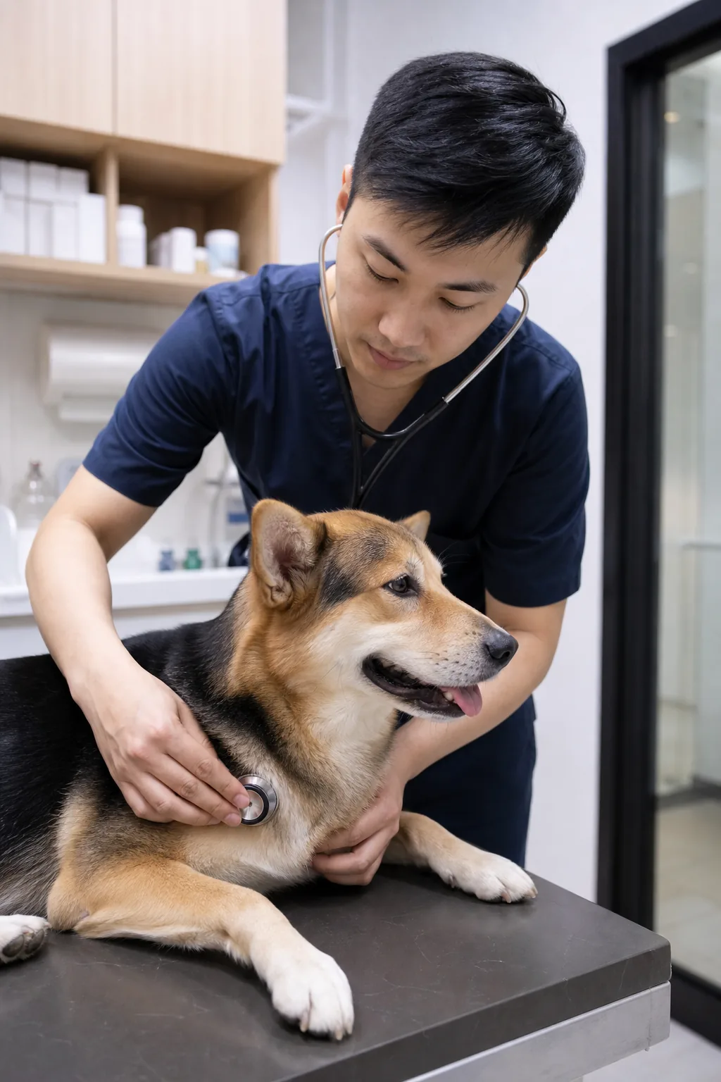獸醫為寵物進行檢查
